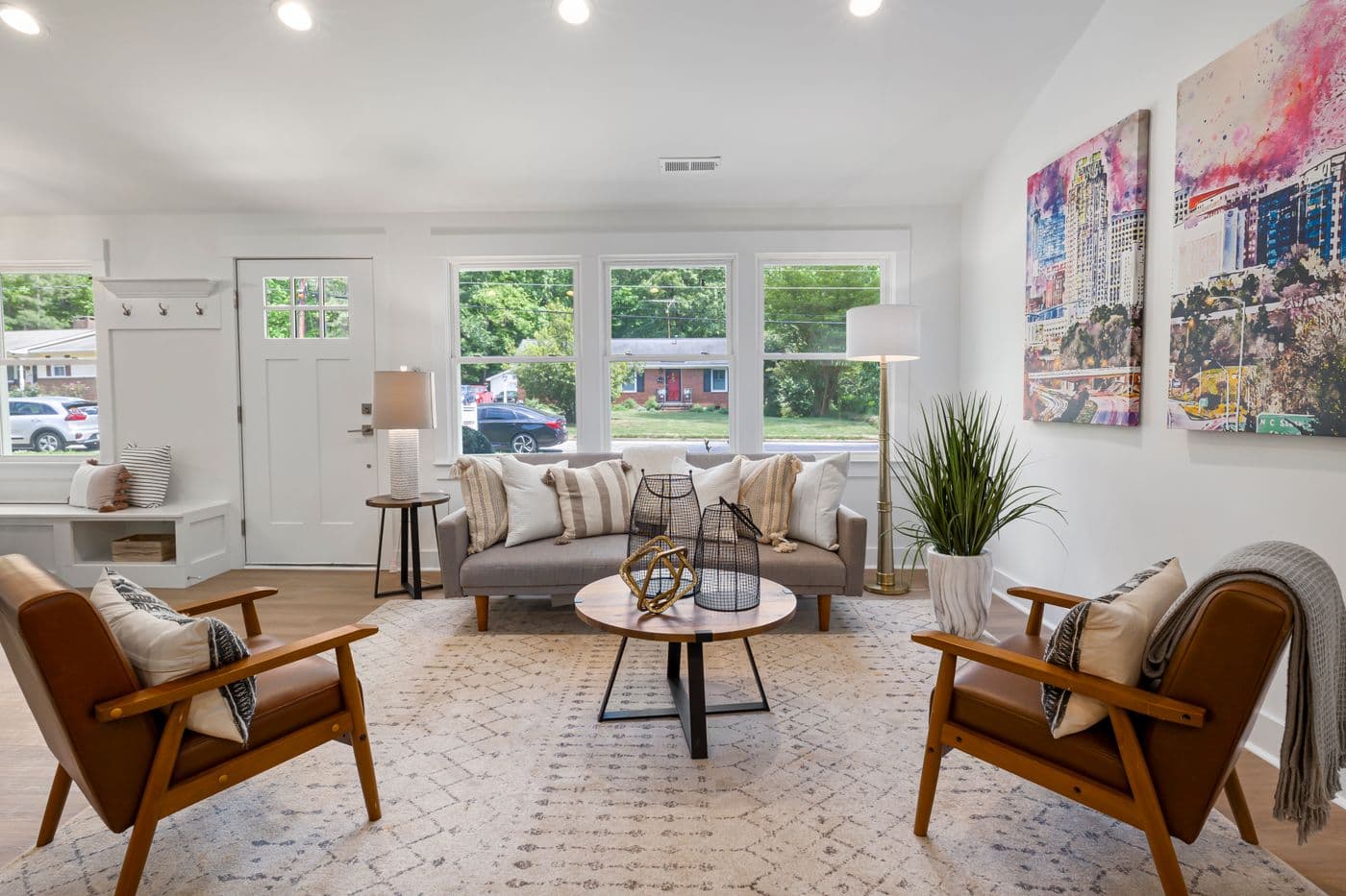 Spacious, well-kept living room in a residential property